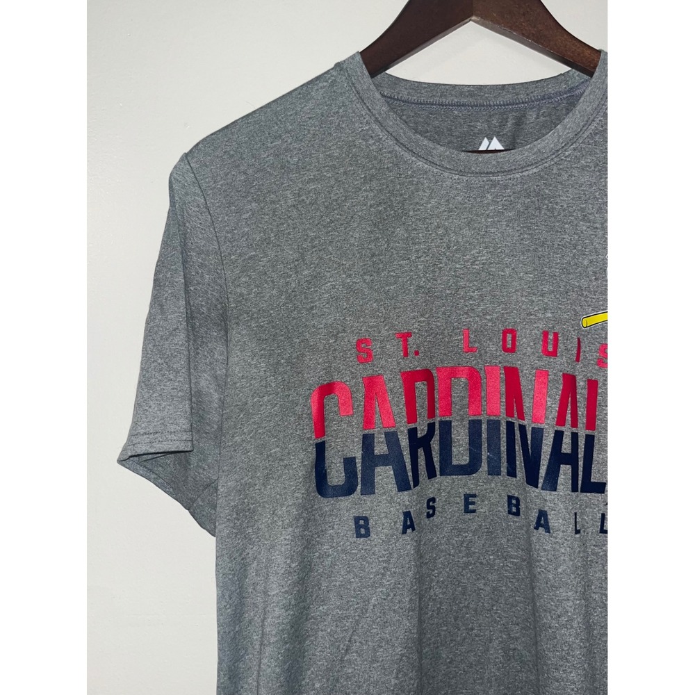Majestic Mens St Louis Cardinals Baseball T‎ Shirt Gray Short Sleeve | M